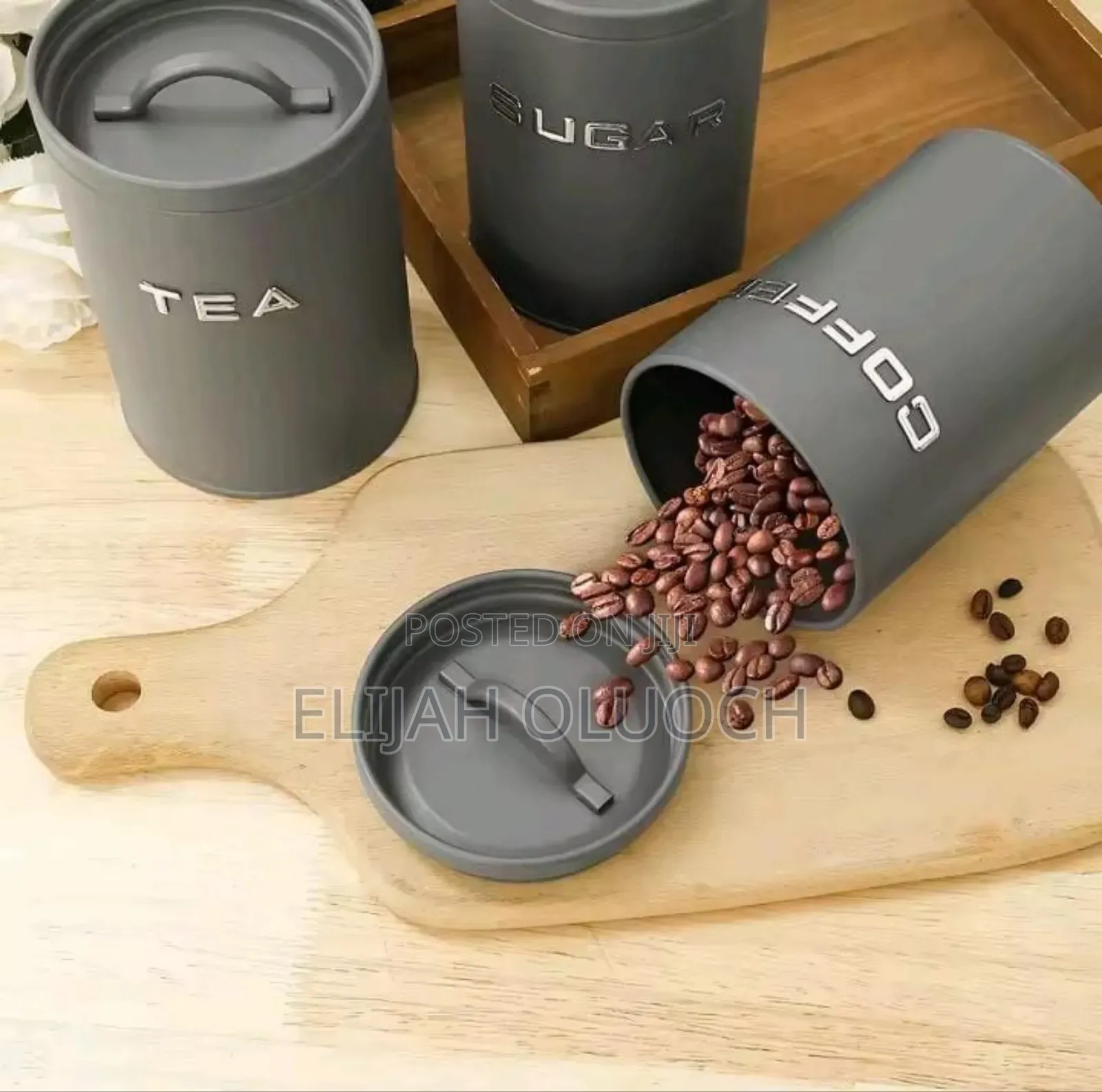 Unique And Elegant Bread Storage Bin With 3pcs Canisters