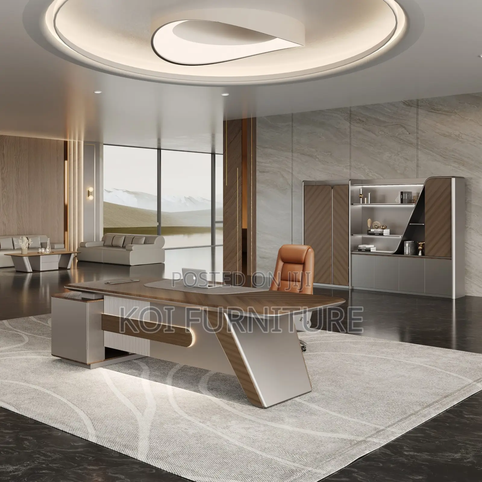 Office Desk : 1.8m Modern Luxury Executive Office Desk Set