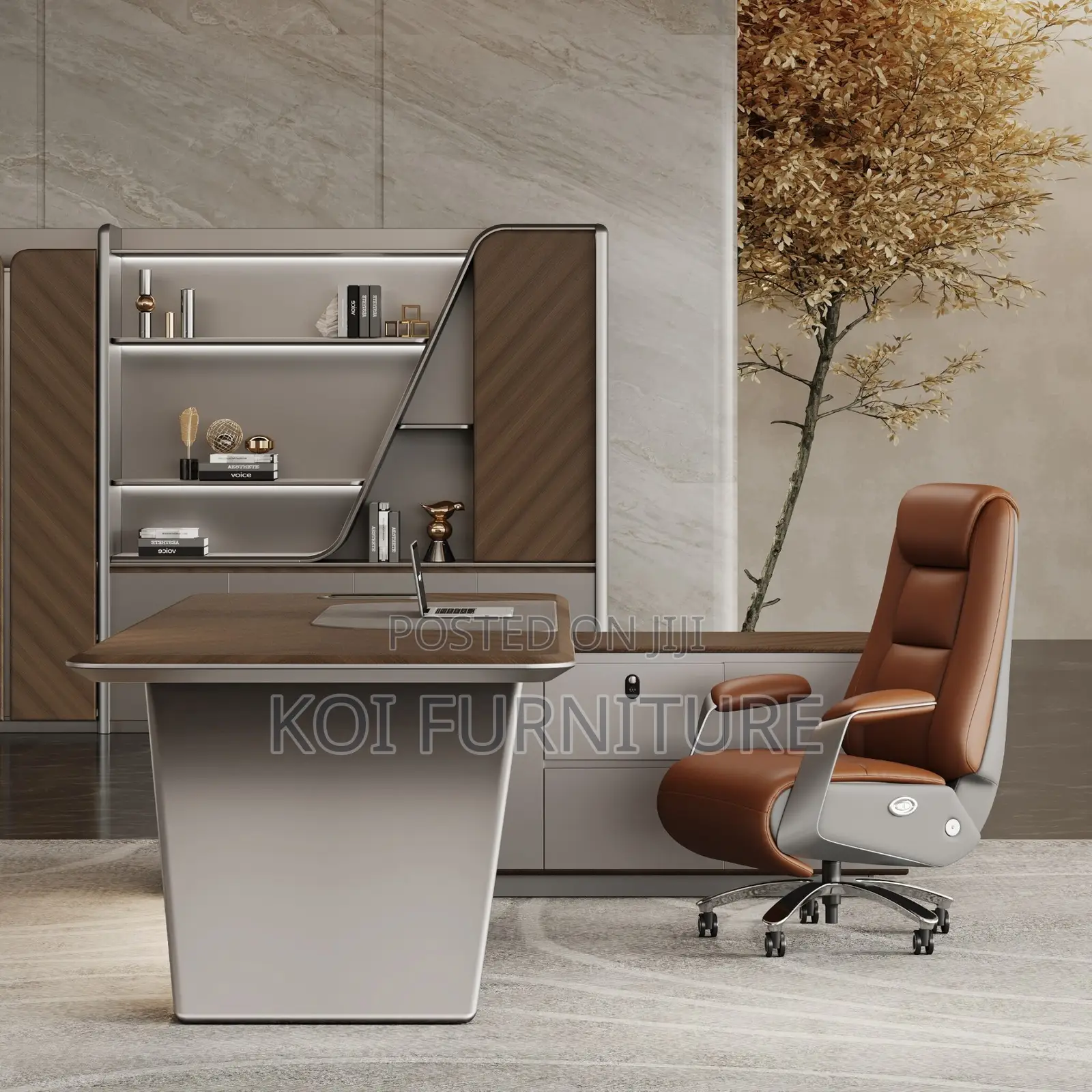 Office Desk : 1.8m Modern Luxury Executive Office Desk Set