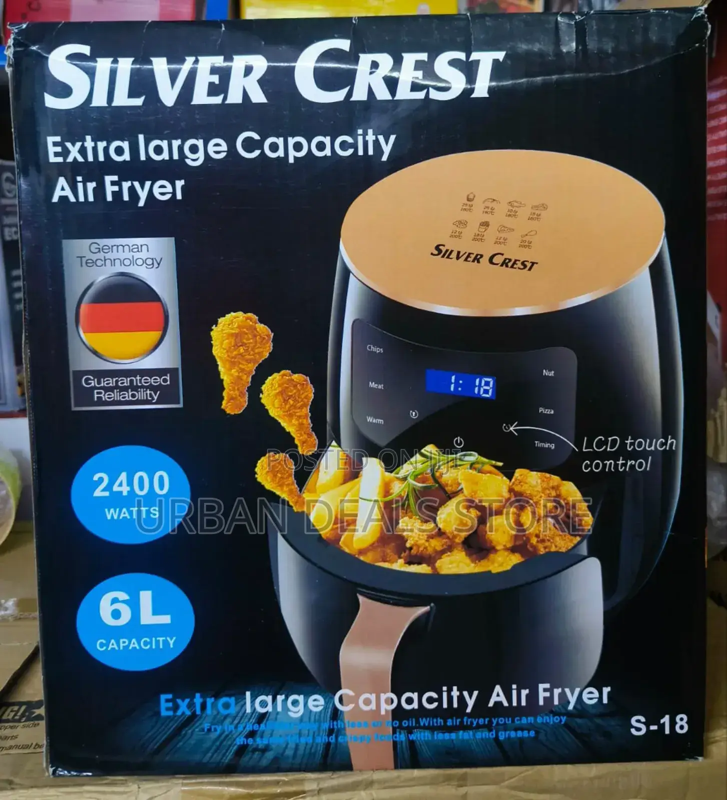 6 Litres Silver Crest Air Fryer 
Each 
Box Has 4 Pieces