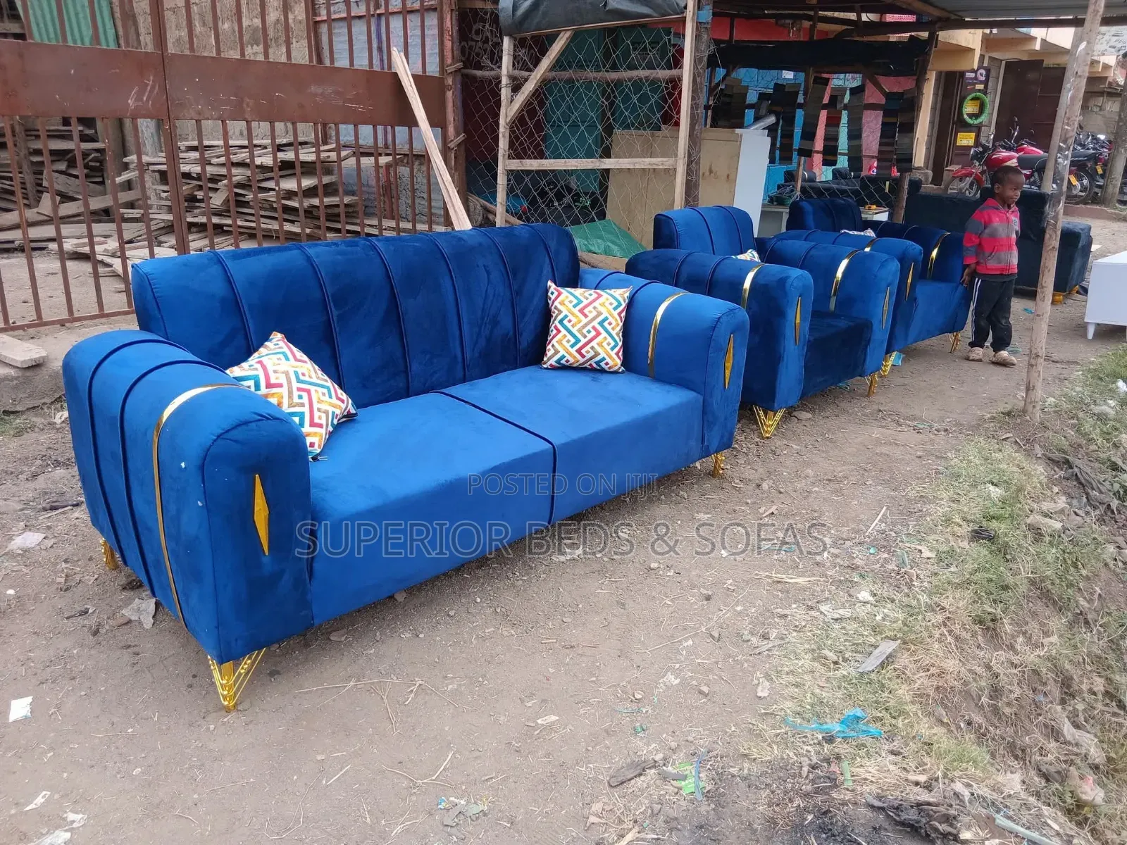 Royal Blue 5 Seater Sofa Set (3+1+1)