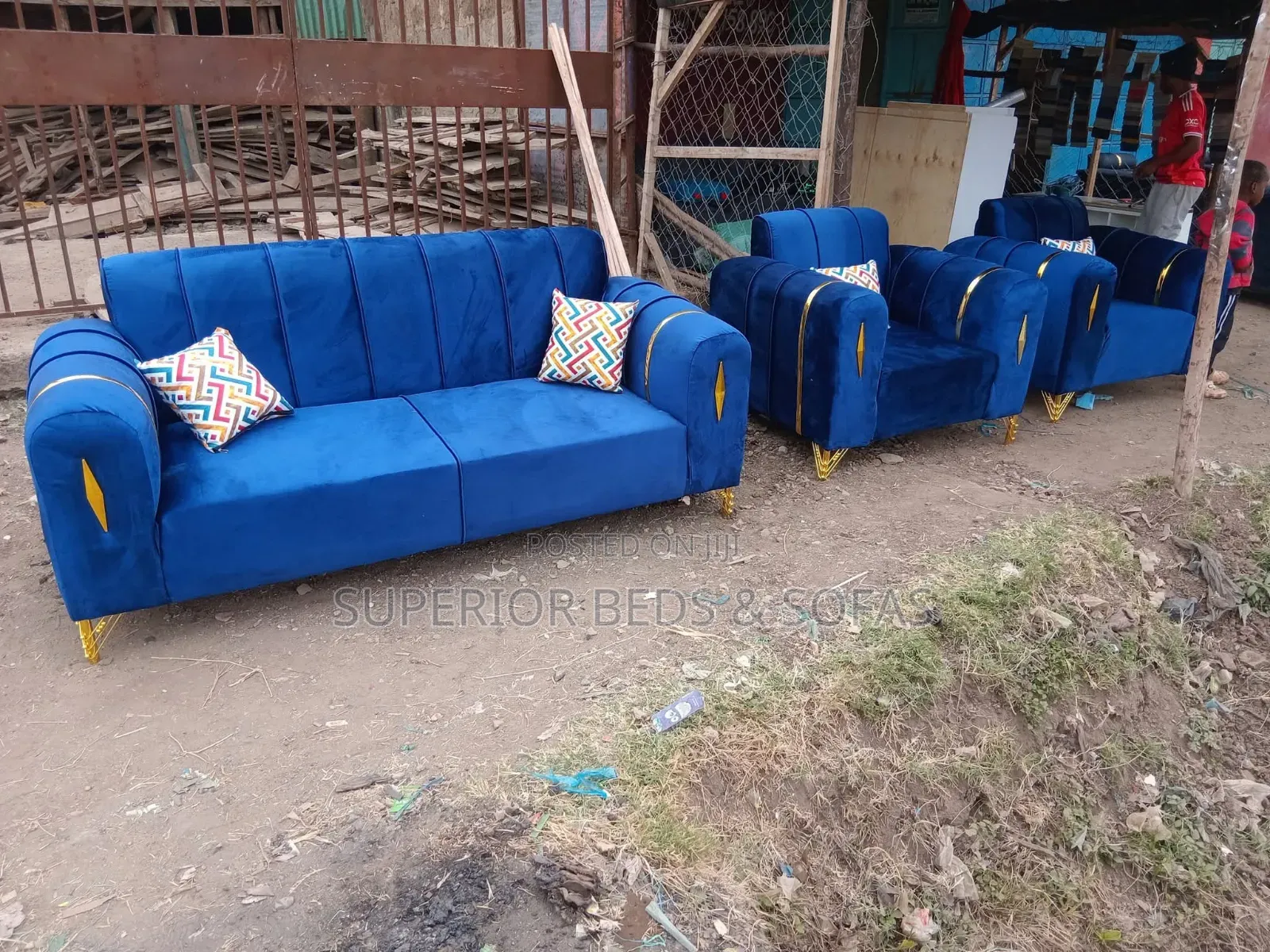 Royal Blue 5 Seater Sofa Set (3+1+1)