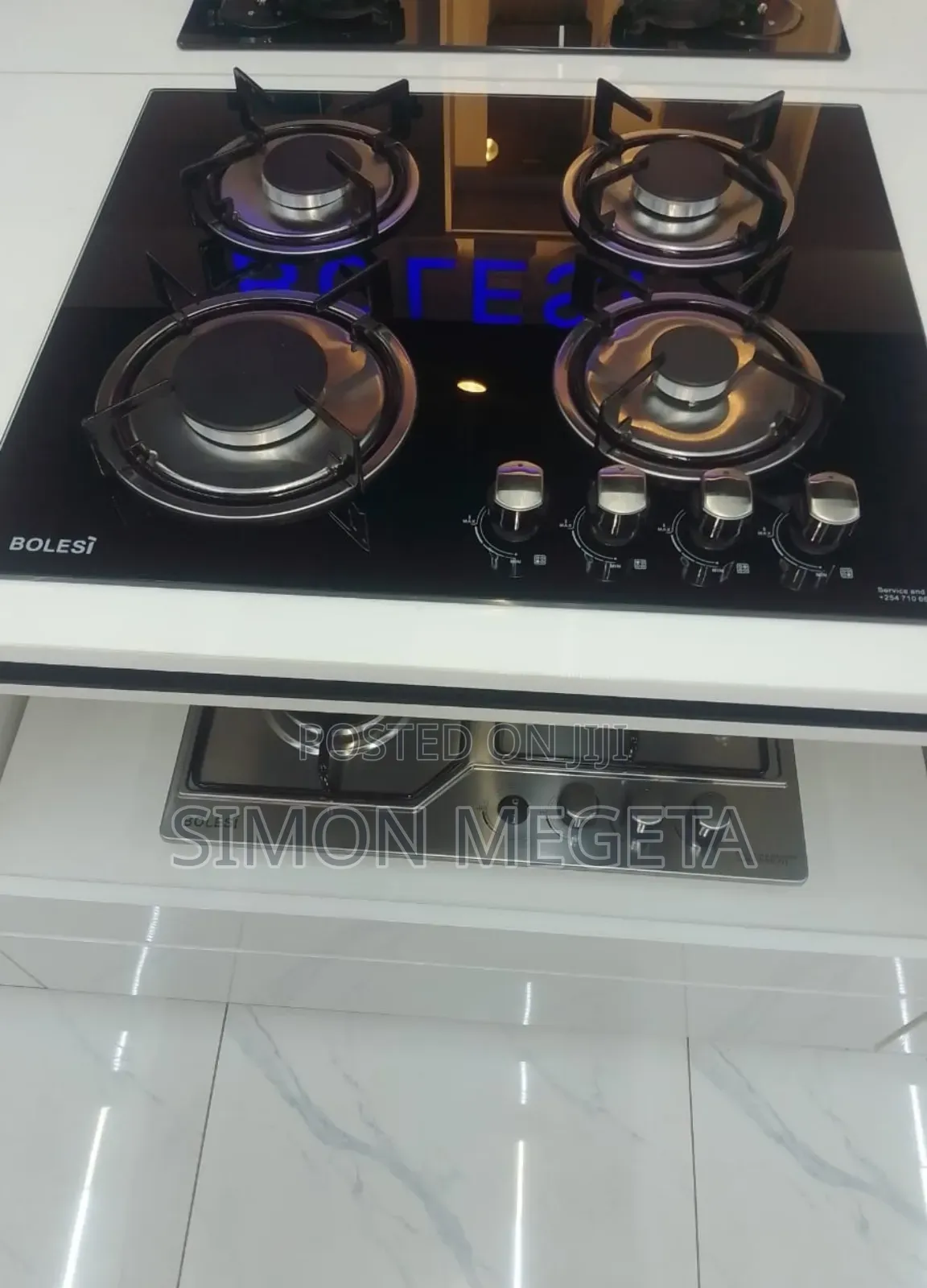 Bolesi Hob 4 Gas Burners Inbuilt Glass Tampared Gas Hod