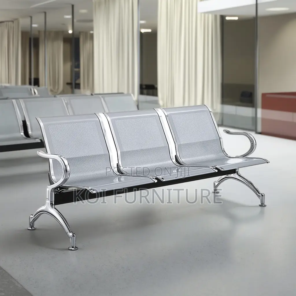 Office Chair : 3-Seater Metal Waiting Bench