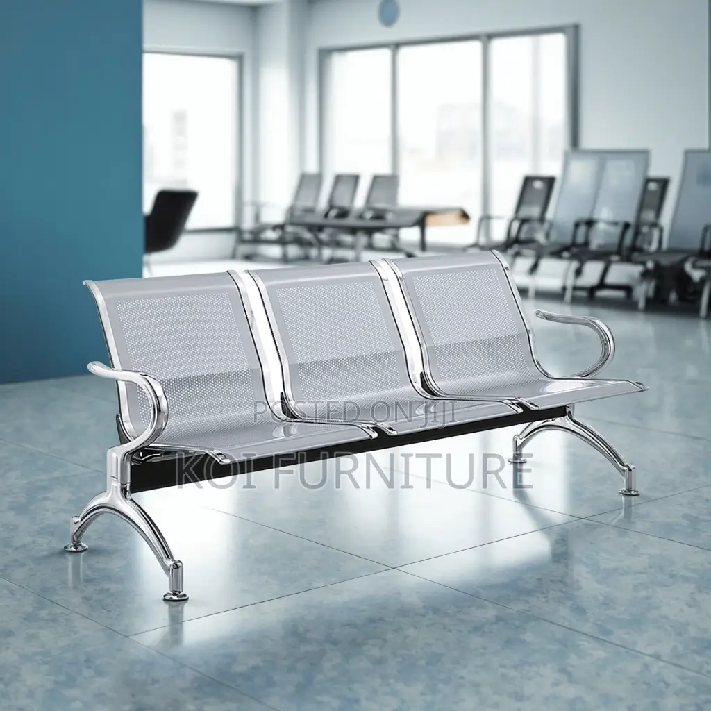 Office Chair : 3-Seater Metal Waiting Bench