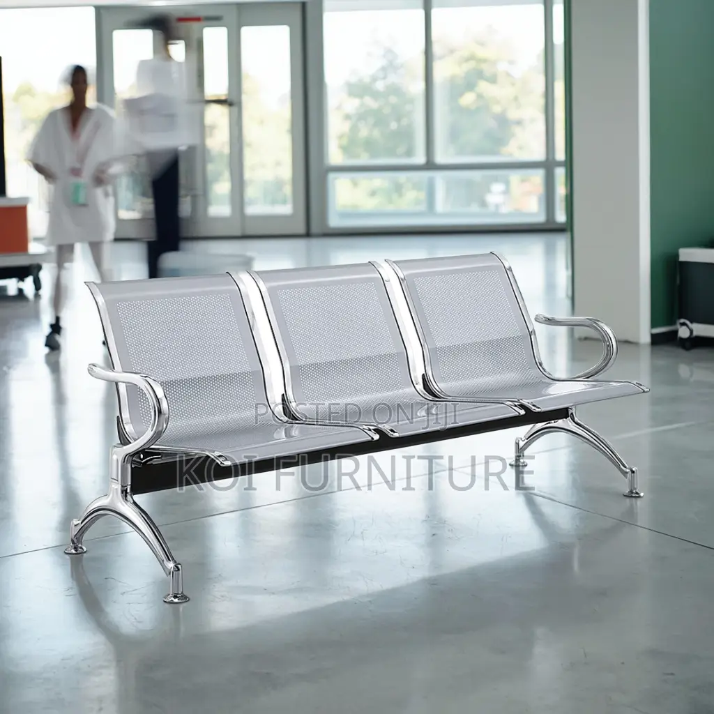 Office Chair : 3-Seater Metal Waiting Bench