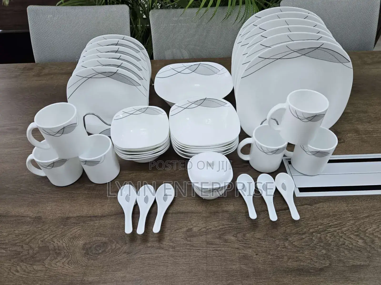 39 Pieces Square Opal Glass Dinner Set