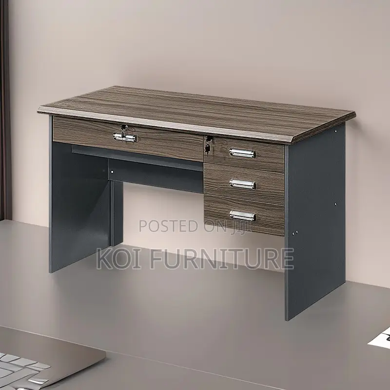 Office Desk : 0.9m Modern Office Desk Featuring a Dark Walnut Finish