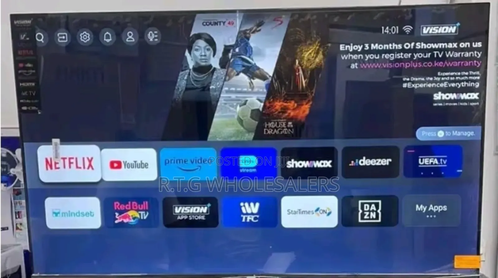 Vision Plus 55′′ Ultra Slim Smart Qled Tv With Wi‐Fi Hdmi Arc