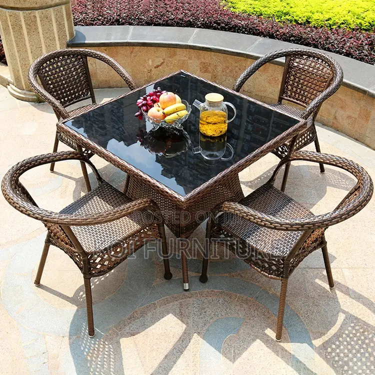 Dining Set; Four Seaters Rattan Home Outdoor Set