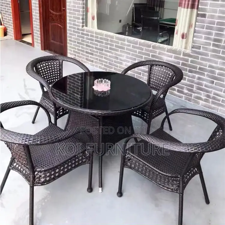 Dining Set; Four Seaters Rattan Home Outdoor Set