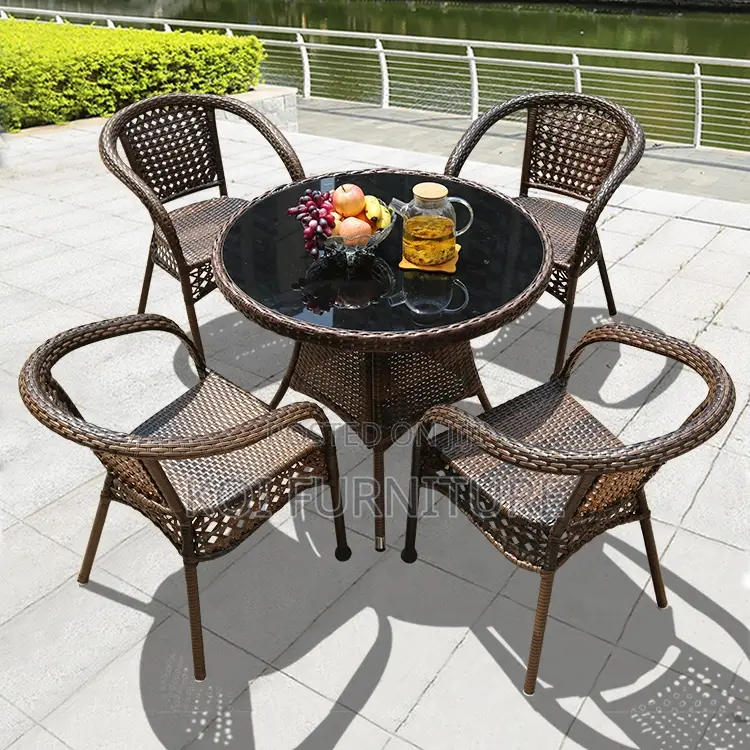 Dining Set; Four Seaters Rattan Home Outdoor Set