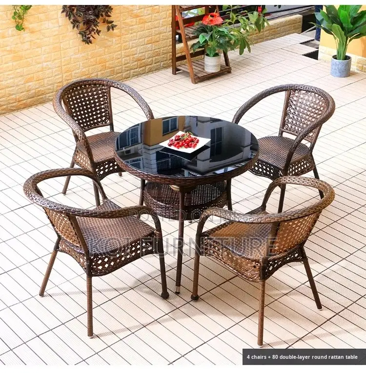 Dining Set; Four Seaters Rattan Home Outdoor Set