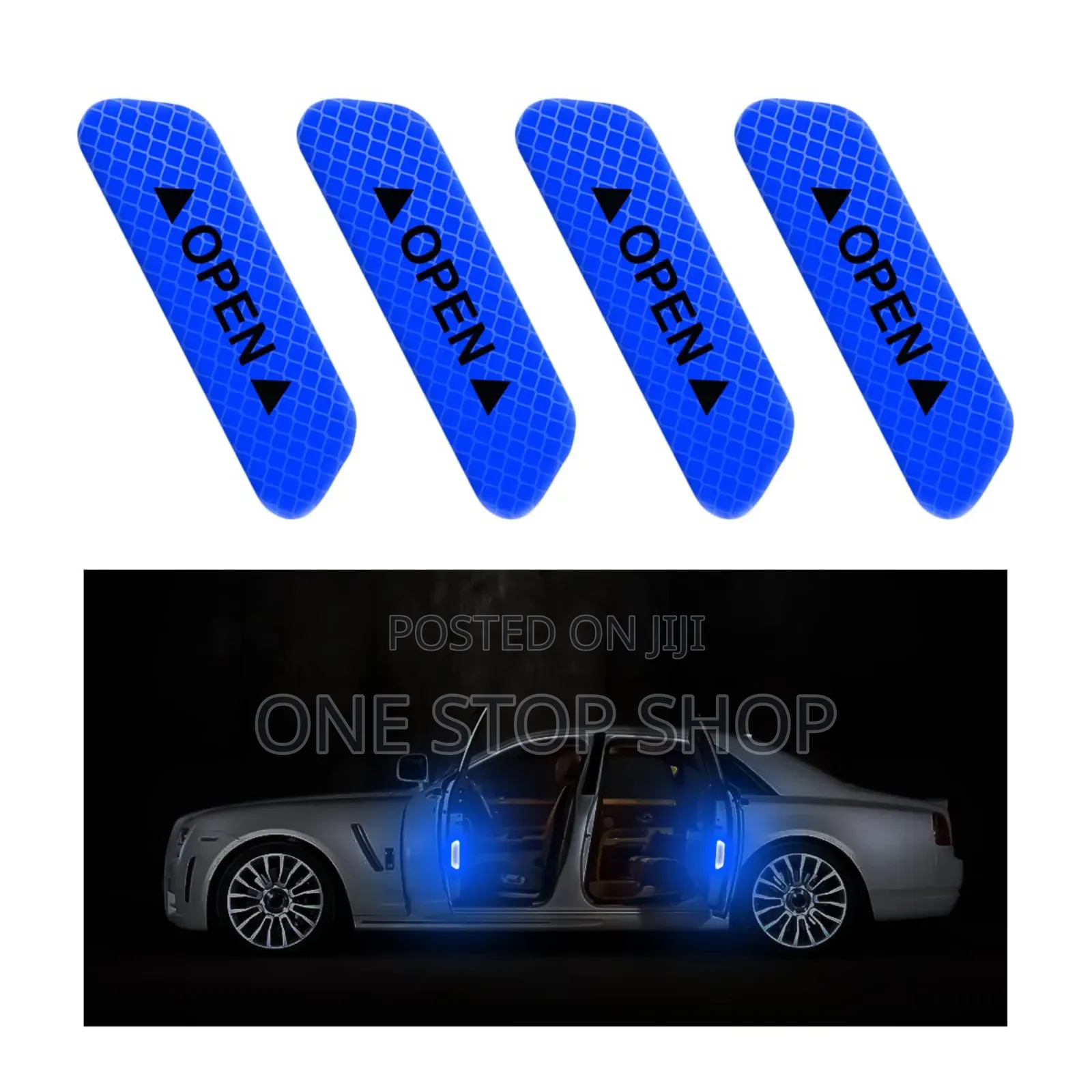 4pcs Blue Night Glow Night Safety Door Reflective Stickers