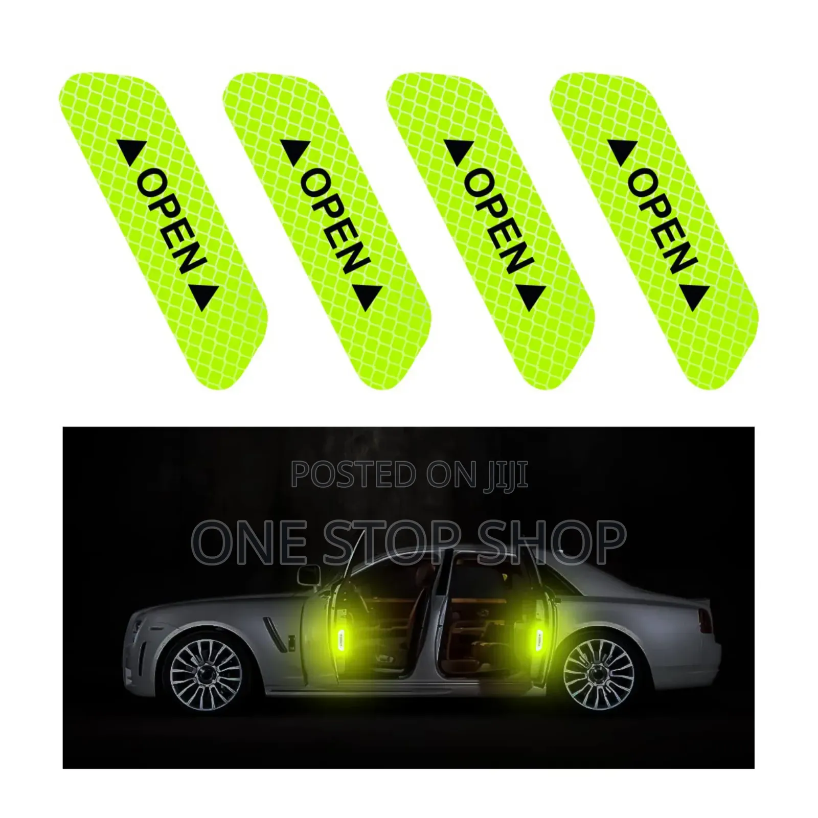 4pcs Luminous Green Car Door Open Reflective Warning Mark