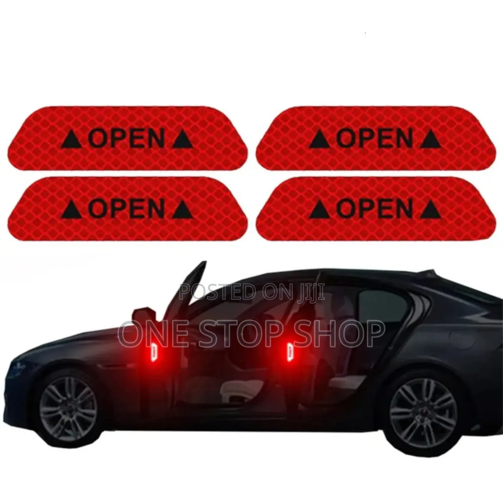 4pcs Red Safety Door Warning Decal Car Open Sticker