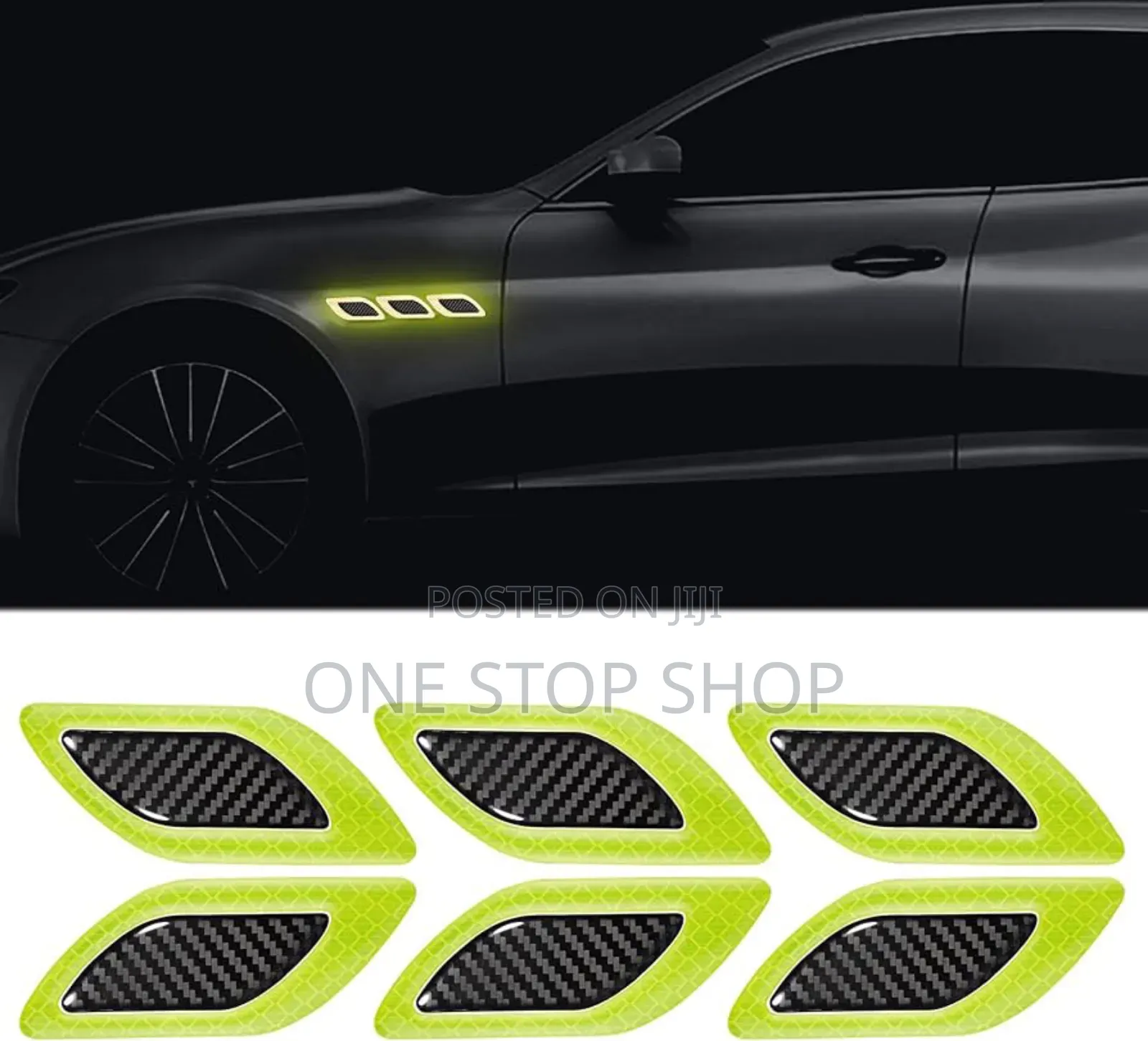 6* Luminous Green Warning Sign Bumper Door Fender Hood Reflective Tape
