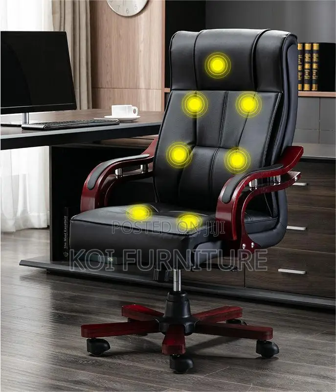 Office Chair : Black Leather Bliss Executive Office Seat