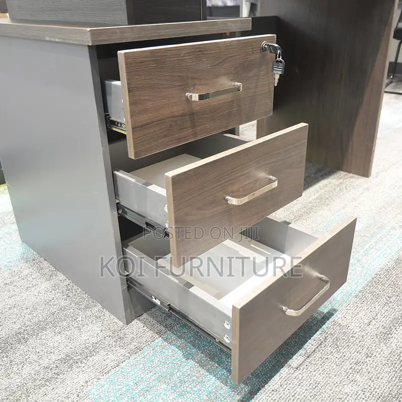 Office Desk : 1400mm Executive Wooden Office Desk With Drawers