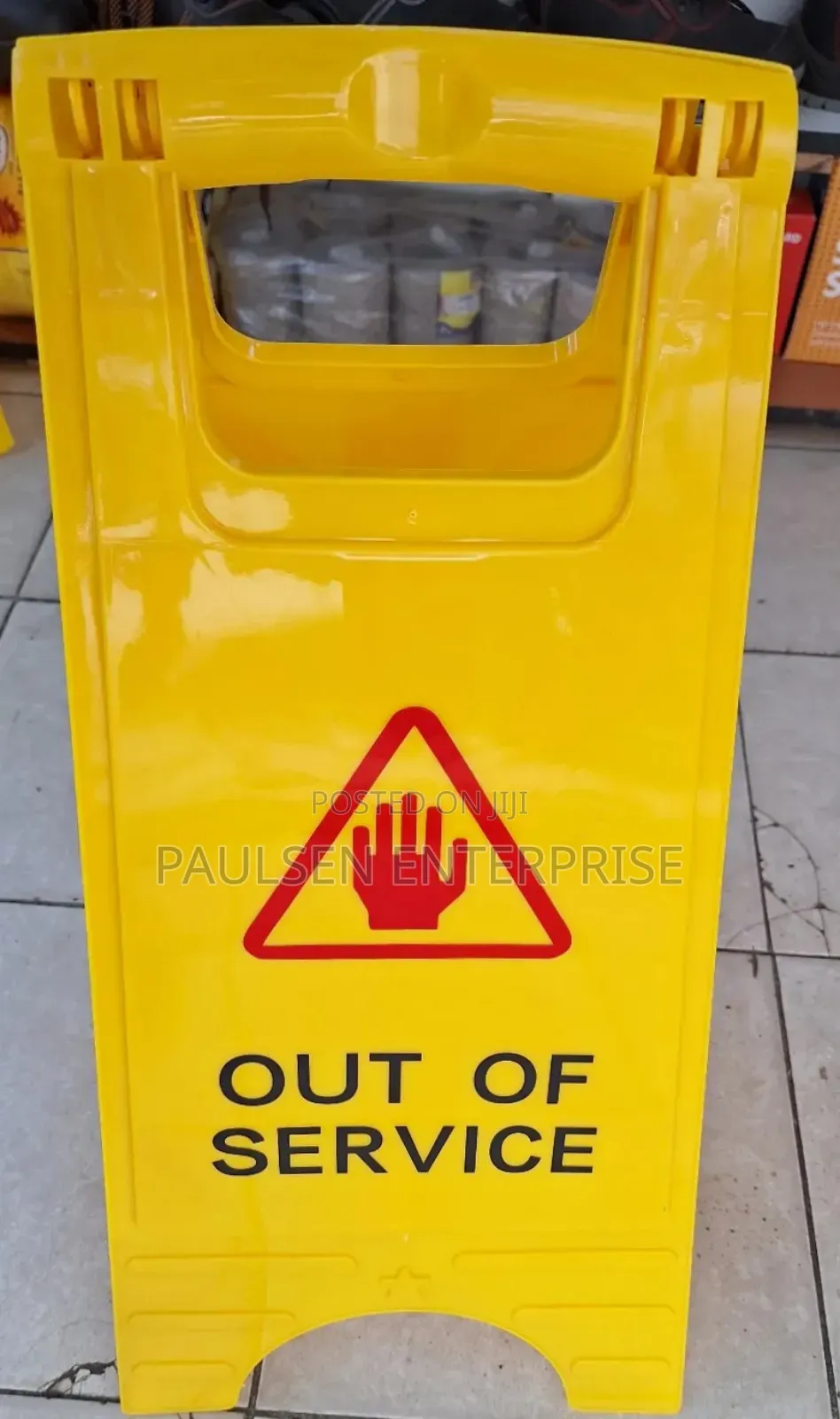 Caution Stand/Sign. ["Out Of Service "]