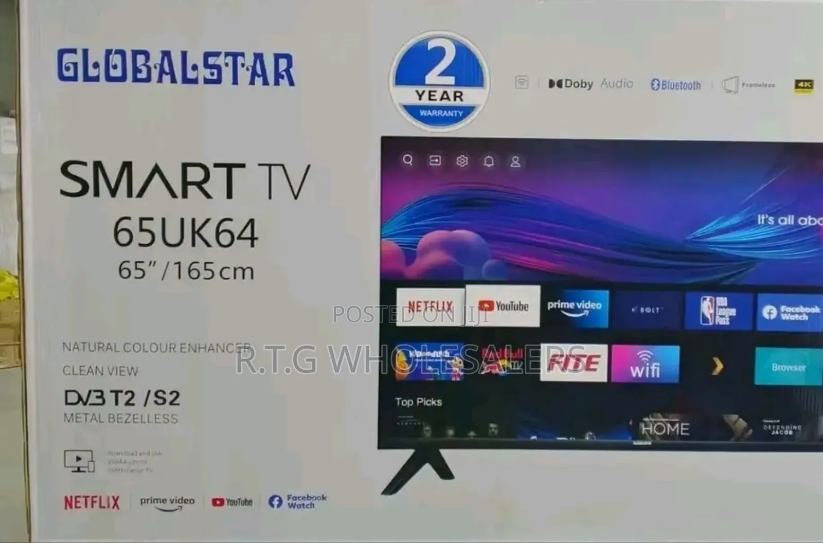 65" Smart Android Tv With Wi-Fi, Netflix Youtube