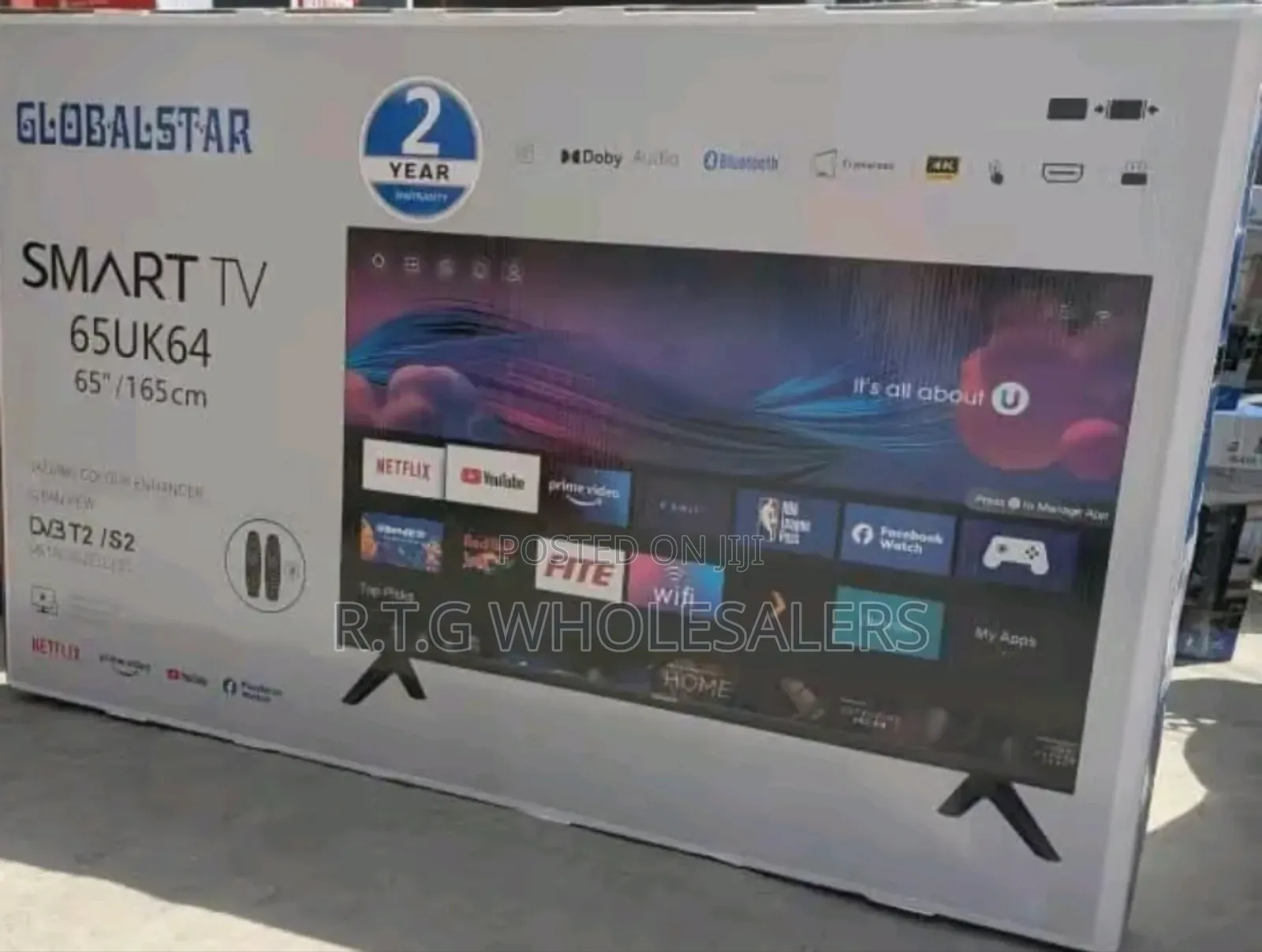 65" Smart Android Tv With Wi-Fi, Netflix Youtube