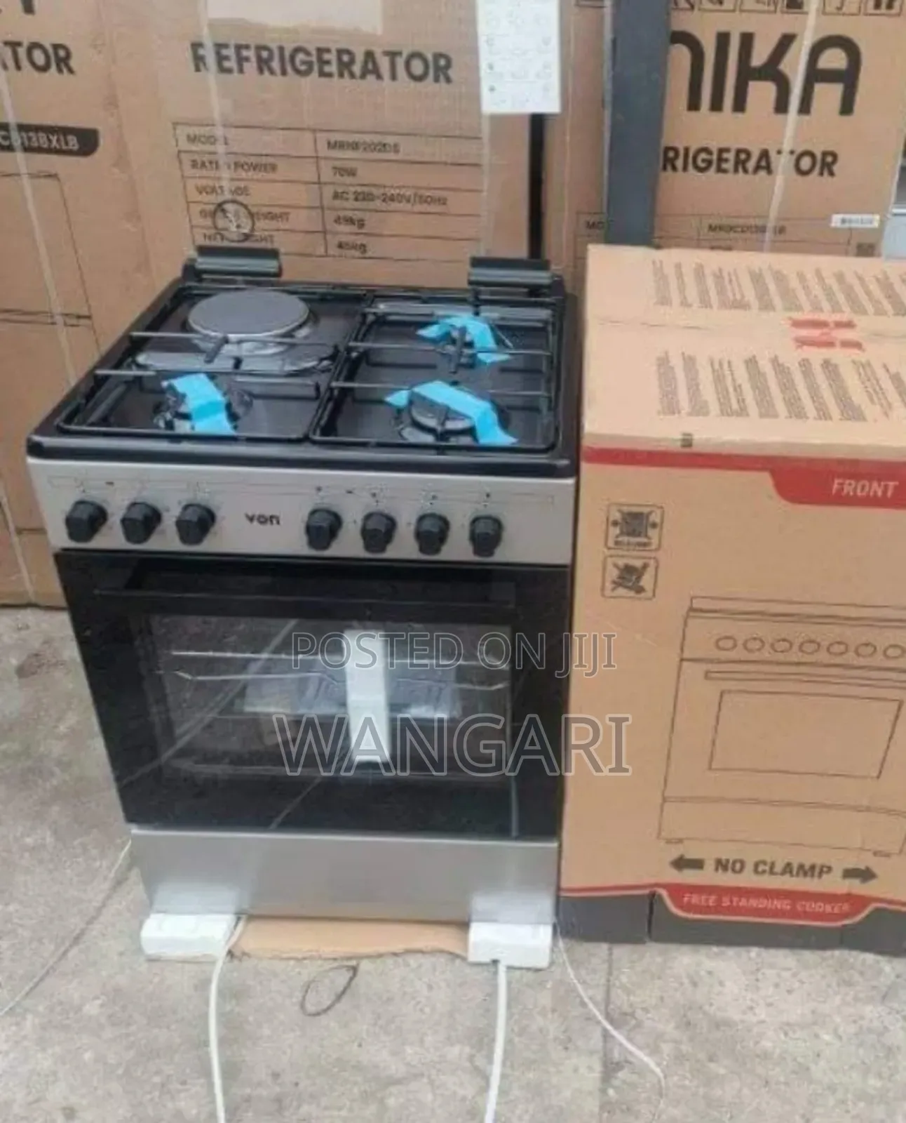 Rapid Hotplate Von 60 by 60 Standing Cooker 3 Gas +1 Electric