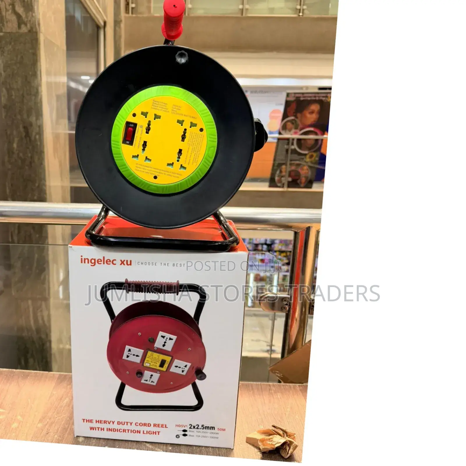 Industrial Cable Reel 25m 2.5mm 4 Port