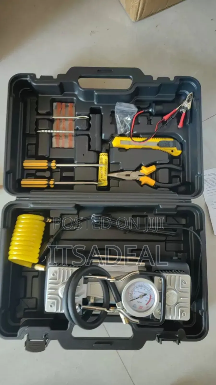 Portable Double Cylinder Tyre Inflator Compressor Air Pump Kit
