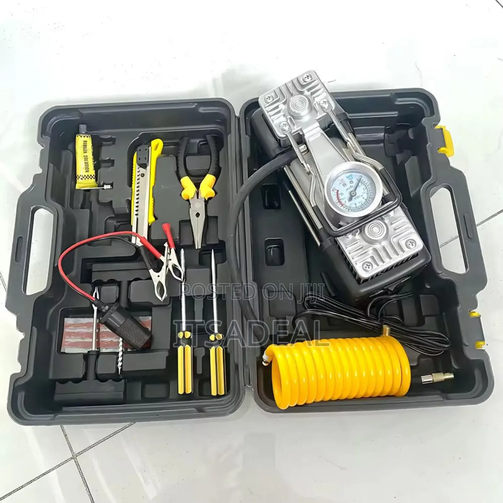 Portable Double Cylinder Tyre Inflator Compressor Air Pump Kit