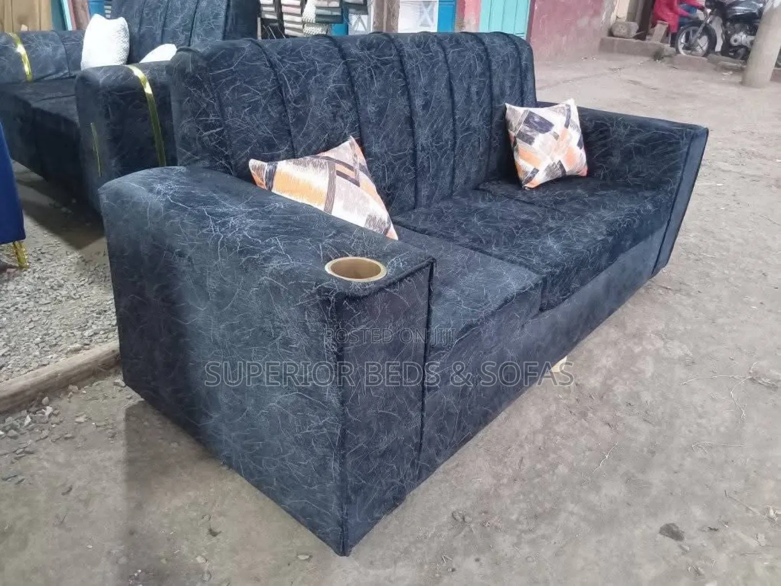 Black Fabric 3 Seater Sofa( Black Sofa)