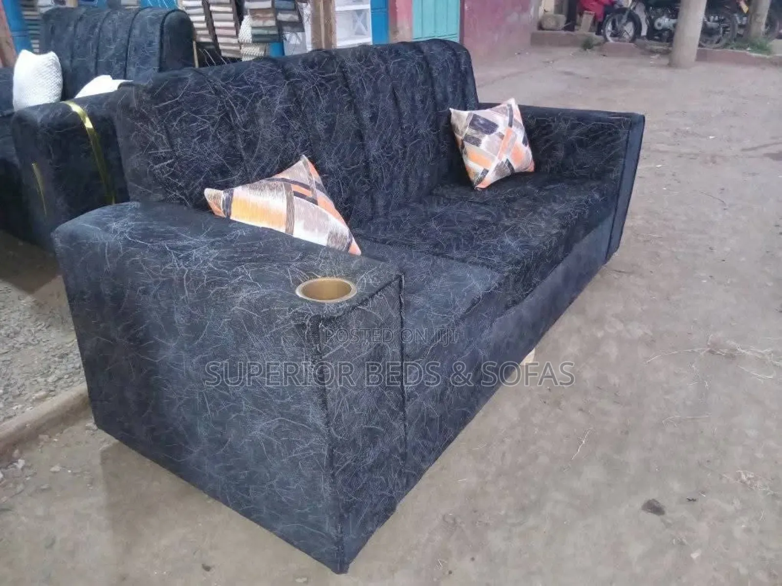 Black Fabric 3 Seater Sofa( Black Sofa)