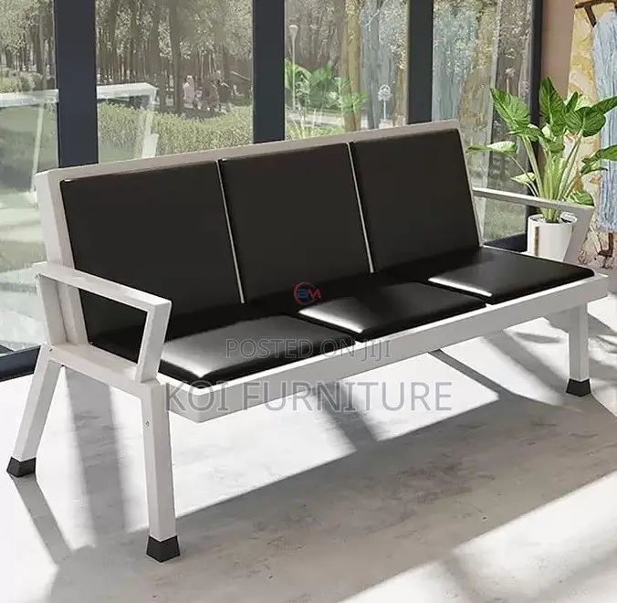 Office Bench : 3-Link Black Heavy-Duty Waiting Bench