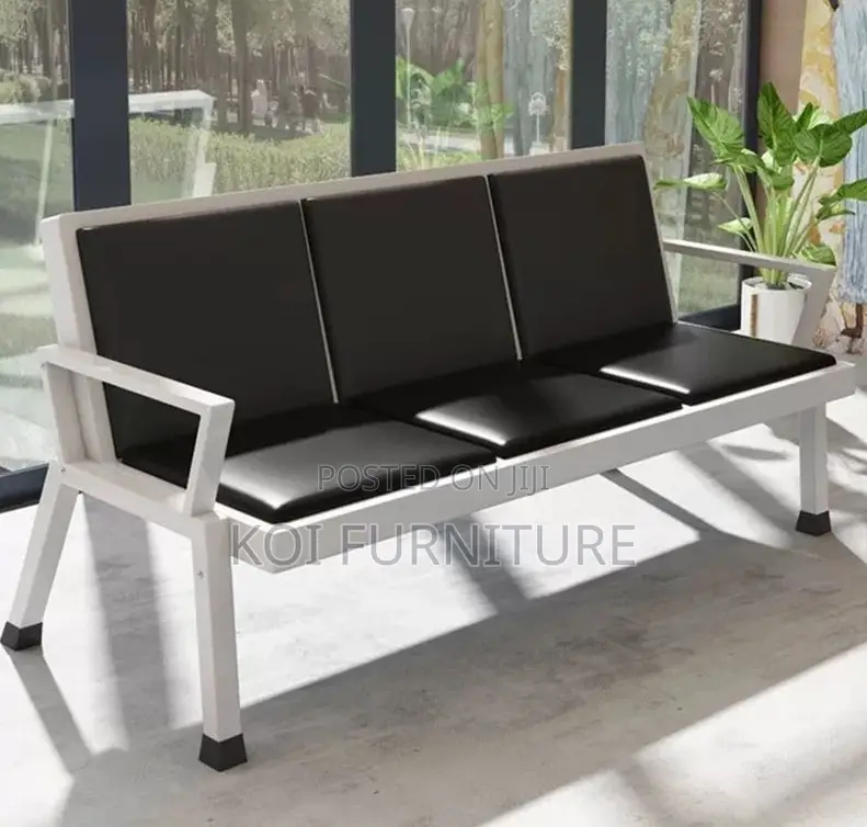 Office Bench : 3-Link Black Heavy-Duty Waiting Bench