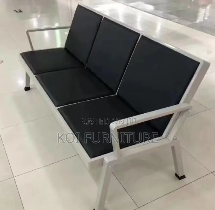 Office Bench : 3-Link Black Heavy-Duty Waiting Bench