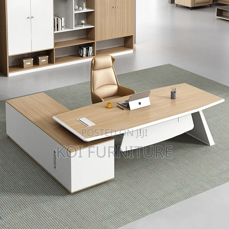 Office Desk : 1.6m Modern L-Shaped Executive Office Desk
