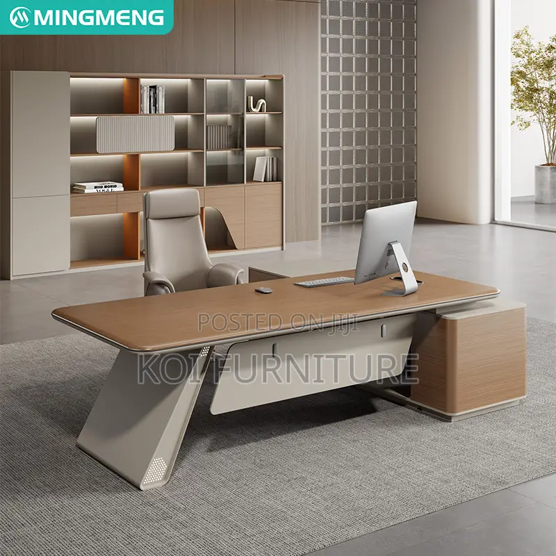 Office Desk : 1.6m Modern L-Shaped Executive Office Desk