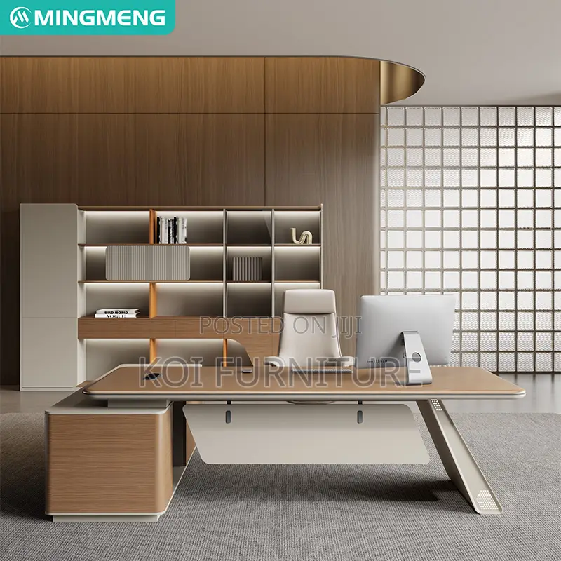 Office Desk : 1.6m Modern L-Shaped Executive Office Desk