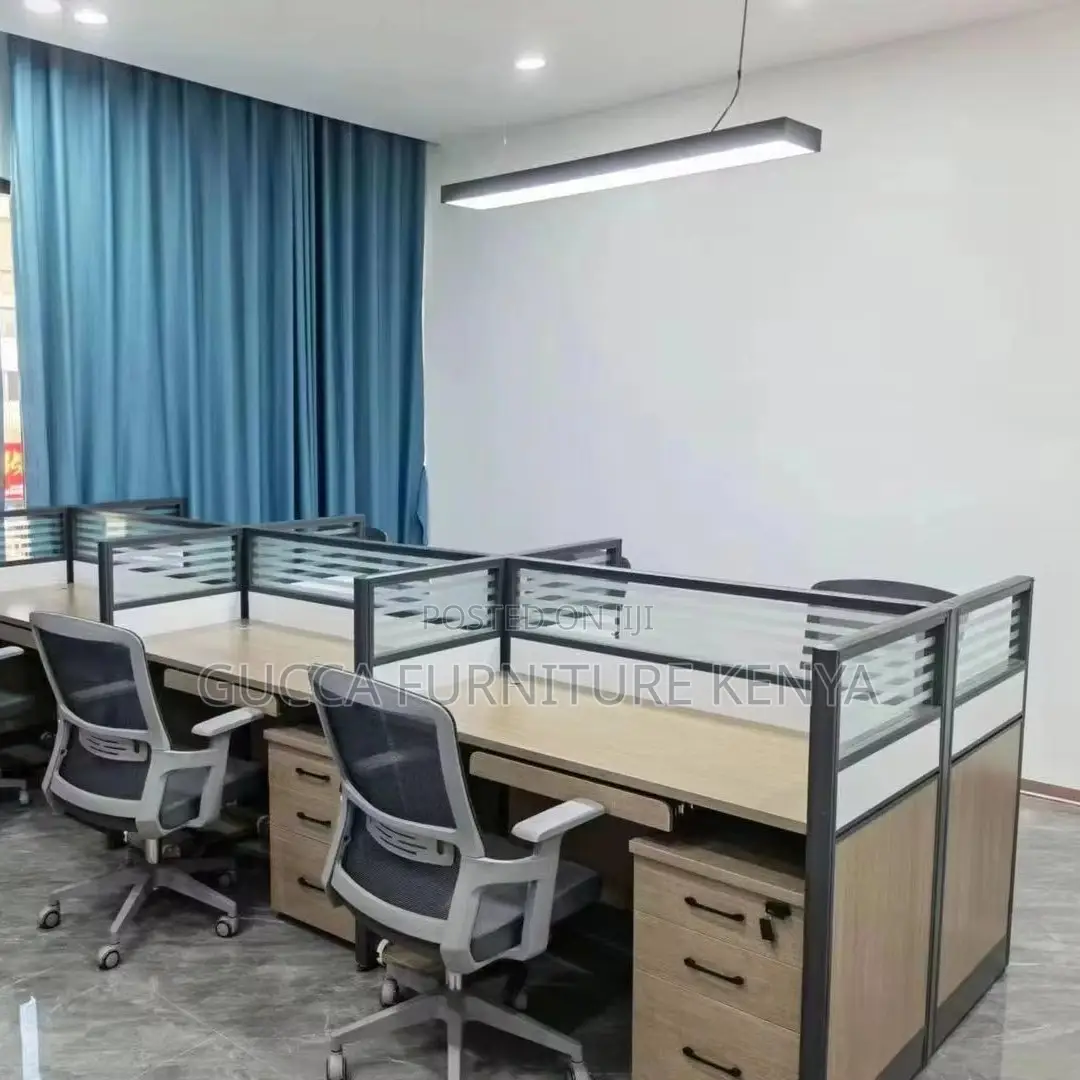 6-way Brown Modular Office Workstation