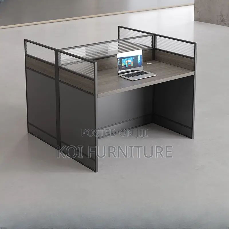 Office Workstation; Gray Rectangular Two User Workstation