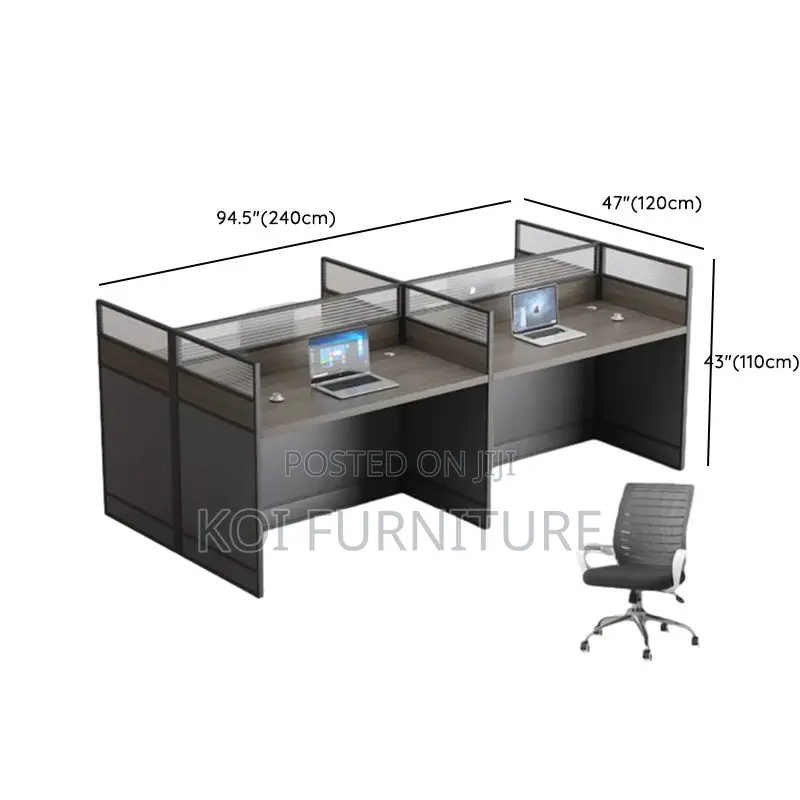 Office Workstation; Gray Rectangular Two User Workstation