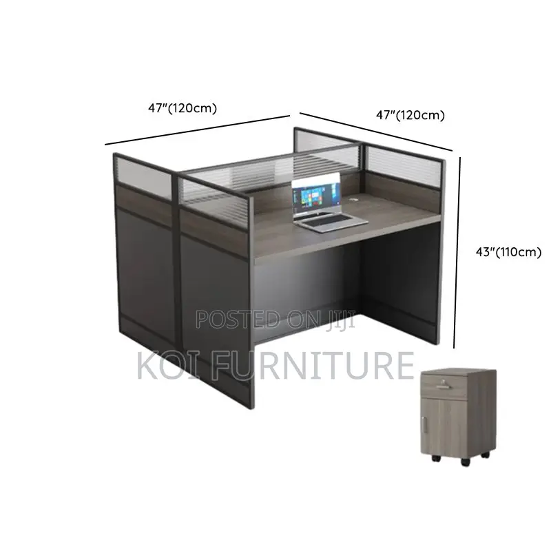 Office Workstation; Gray Rectangular Two User Workstation