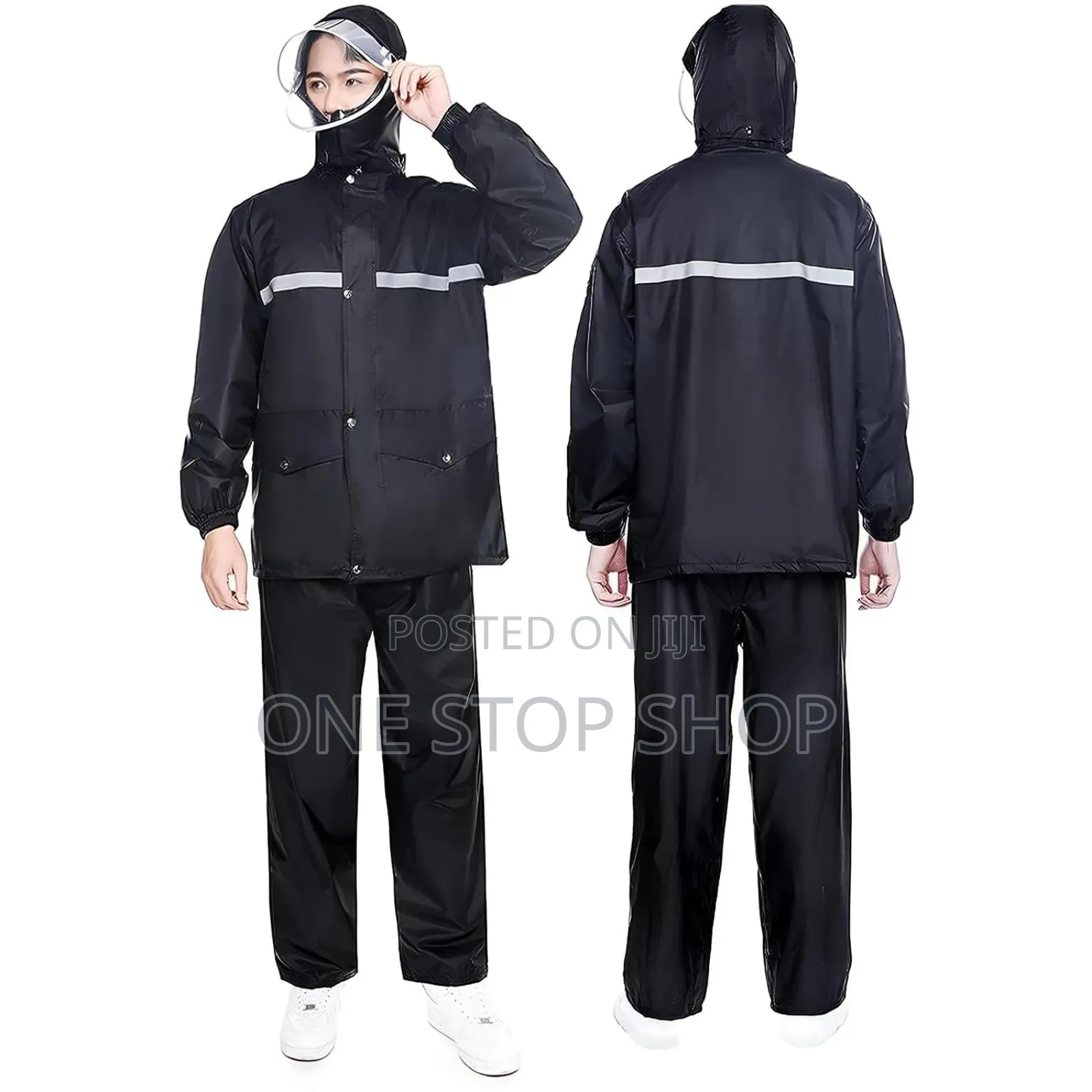 Waterproof Jackets Hooded Visibility Cycling Reflective Jacket+Pant