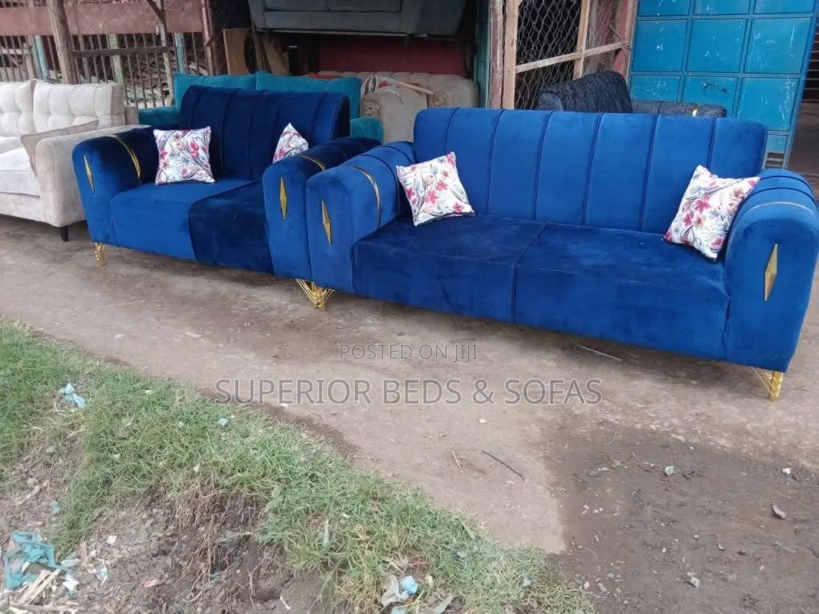 Blue 5 Seater Sofa Set( 3+2 Seater Sofa)