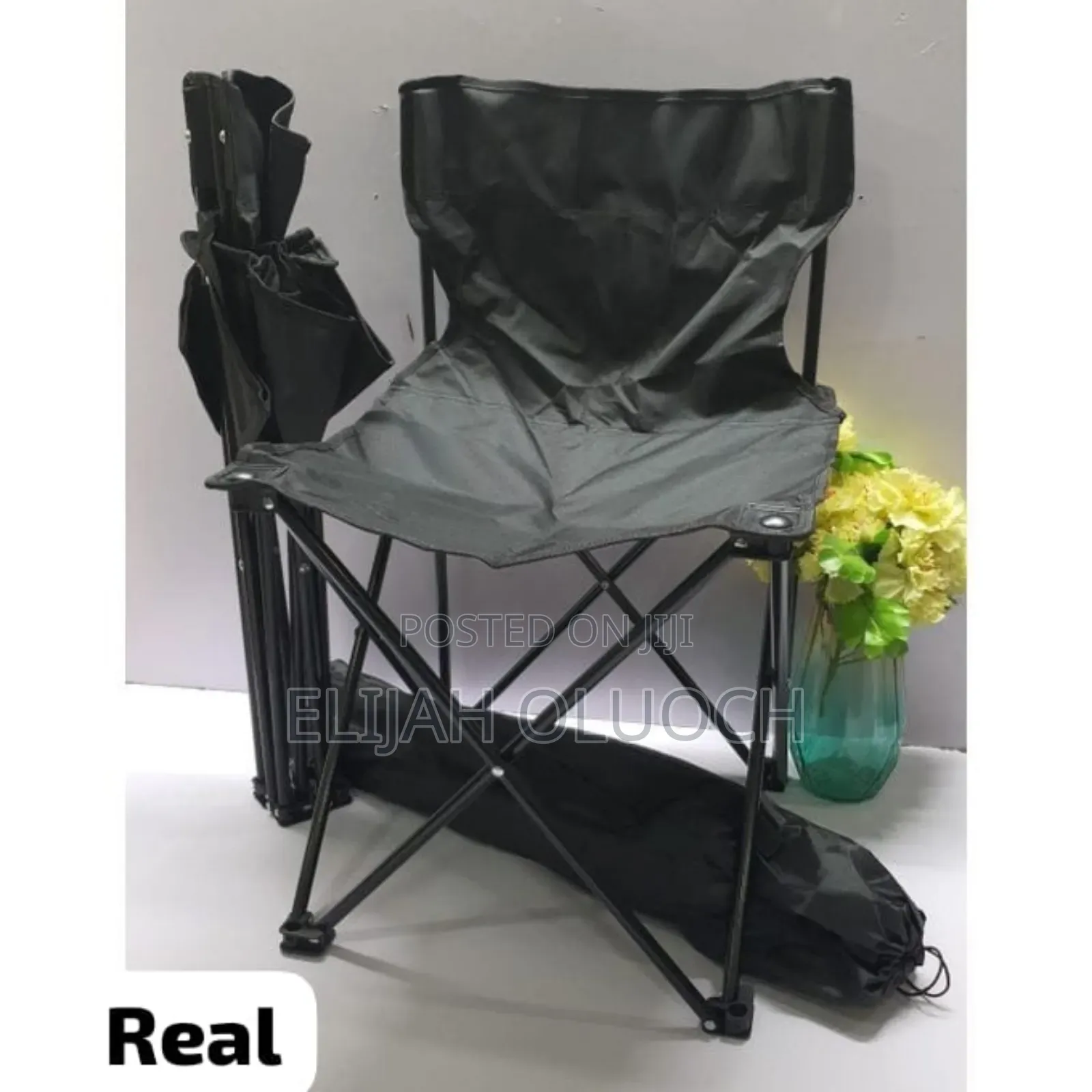 Foldable Metallic Frame Waterproof Armless Canvas  Camping Chair