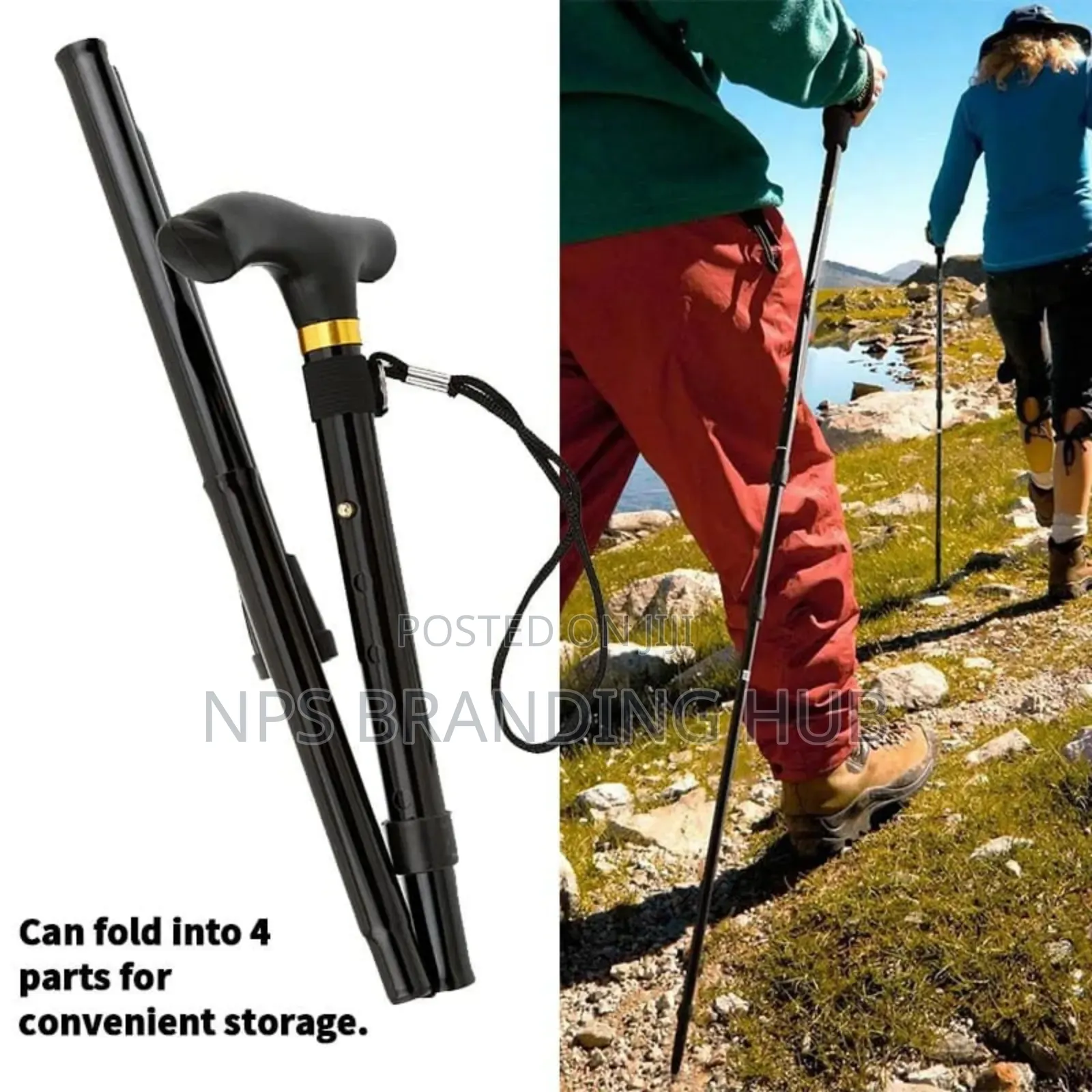 Foldable Walking Stick Stretch 83cm-95cm. Zy