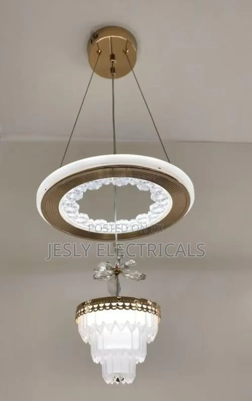 Golden Spiral Crystal Pendant Light