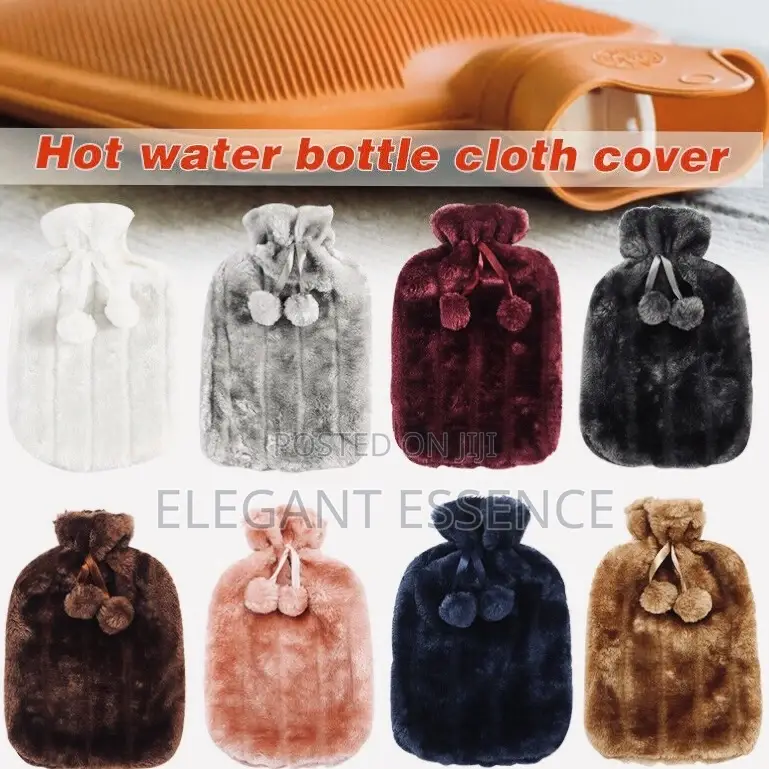 Hot Water Bottle With Soft Fur Plush Cover Bed Warmer
