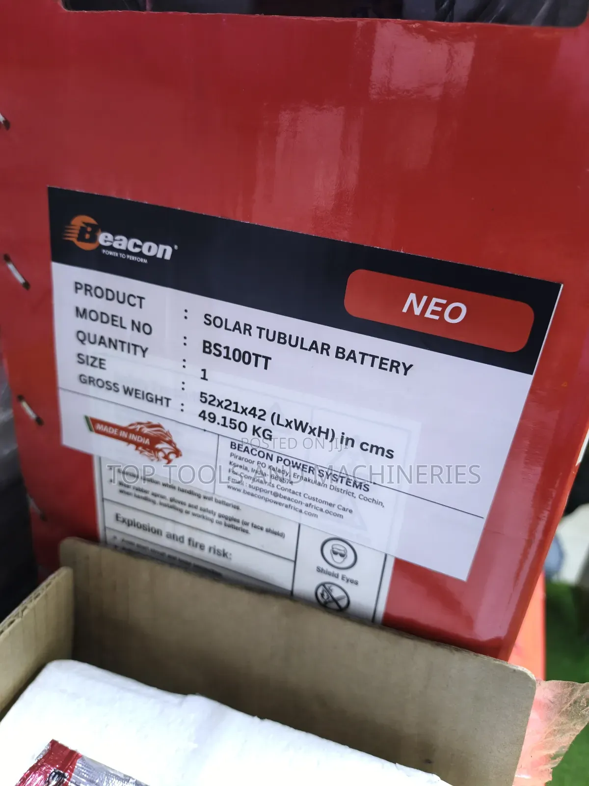 Beacon Solar Tubular Flooded 12v 100ah Battery
