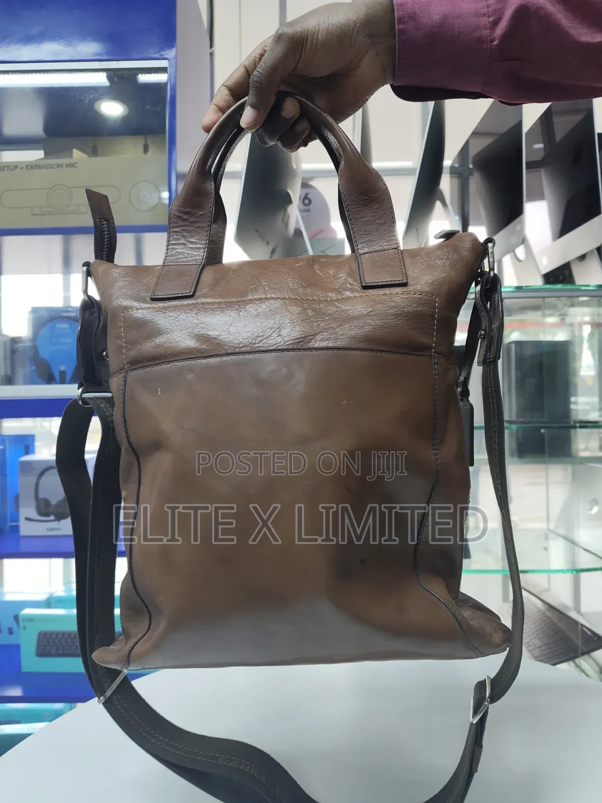 Brown Leather Shoulder Bag (14.0 Inches)
